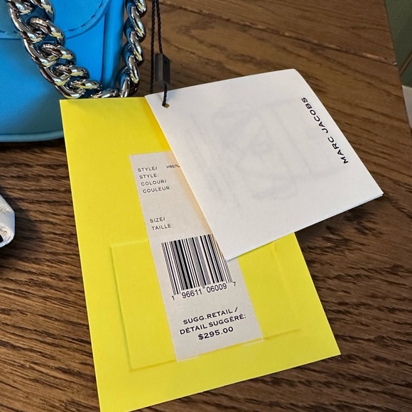 NWT! New Marc Jacobs J Marc Mini Shoulder Bag -Smooth Leather Pool Blue - Picture 7 of 12